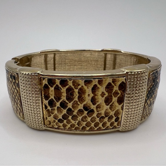Gold Plated Snakeskin Cuff Bracelet - Picture 1 of 4